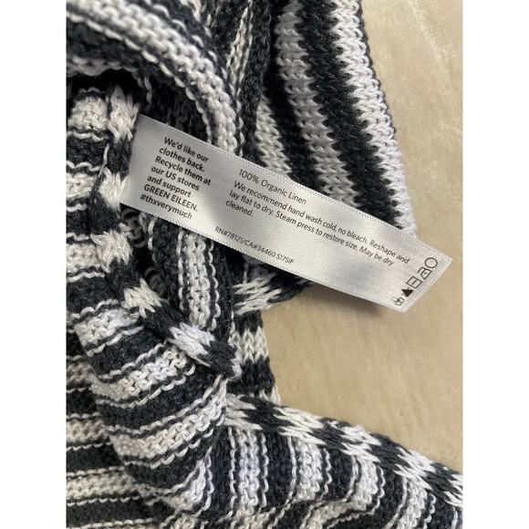 Eileen Fisher Womans Round Neck Stripped Organic Linen Loose Fit Top Large - Picture 3 of 7